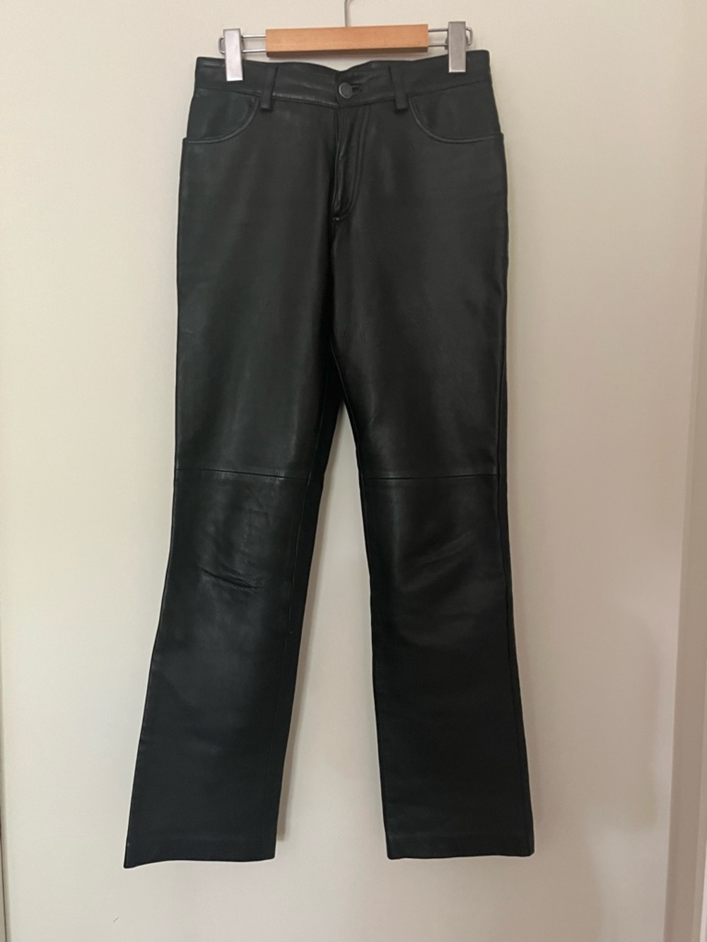 Vintage 90s Y2K GAP Genuine Leather Black Low Rise Boot Cut Pants XS/S